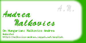 andrea malkovics business card